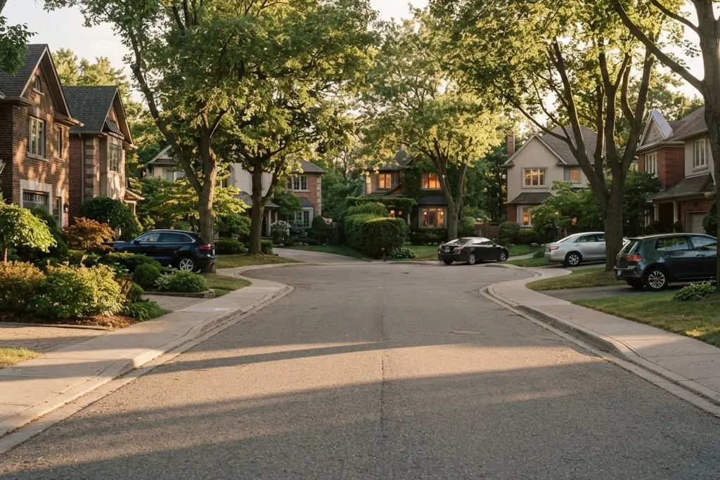 A quiet residential cul-de-sac ending in a turning circle, for rental income estimate in Brampton