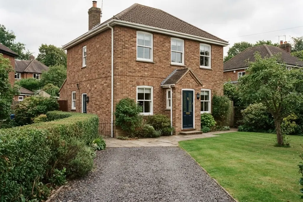 A two storey detached brick house at the end of its own driveway, for property management in Brampton